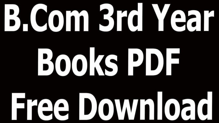 B.Com 3rd Year Books PDF Free Download