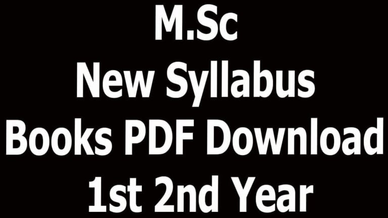 M.Sc New Syllabus Books PDF Download 1st 2nd Year