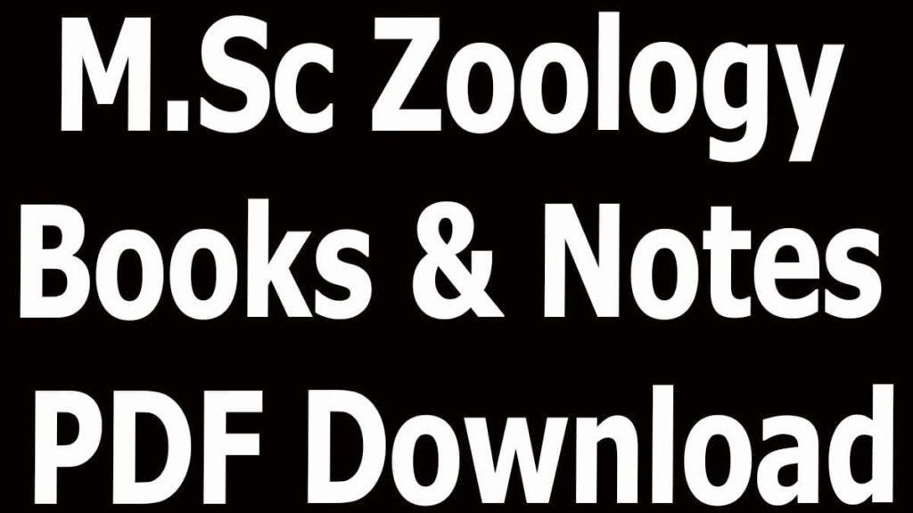 M.Sc Zoology Books & Notes PDF Download
