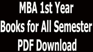 MBA 1st Year Books for All Semester PDF Download