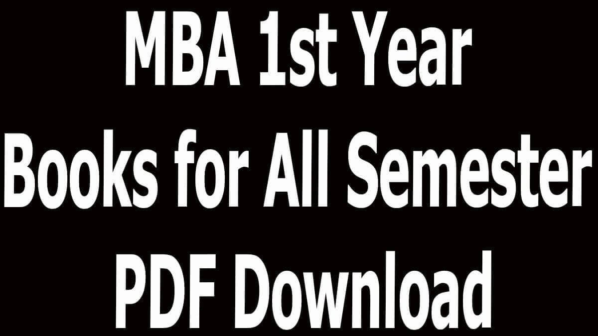 MBA 1st Year Books for All Semester PDF Download