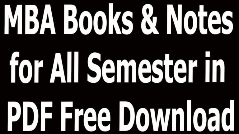 MBA Books & Notes For All Semester In PDF Free Download