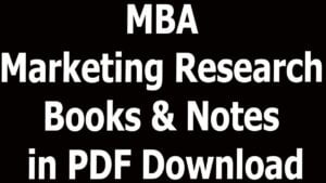 MBA Marketing Research Books & Notes in PDF Download