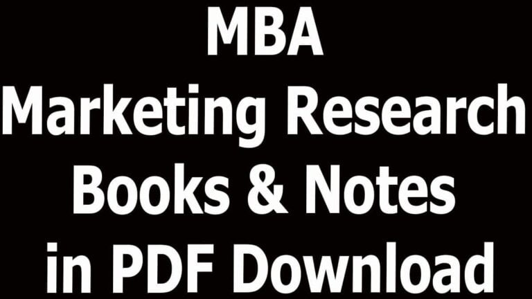 MBA Marketing Research Books & Notes in PDF Download