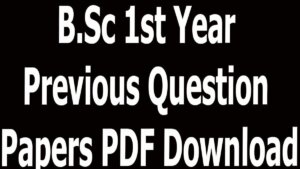B.Sc 1st Year Previous Question Papers PDF Download