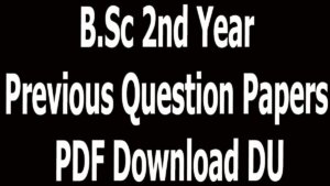 B.Sc 2nd Year Previous Question Papers PDF Download DU