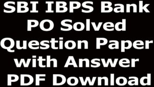 SBI IBPS Bank PO Solved Question Paper with Answer PDF Download