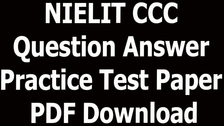 NIELIT CCC Question Answer Practice Test Paper PDF Download