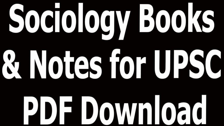 Sociology Books & Notes for UPSC PDF Download