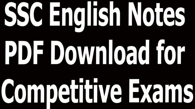 SSC English Notes PDF Download for Competitive Exams