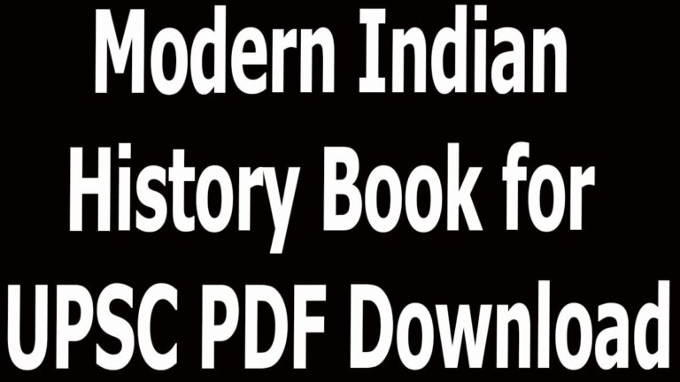 Modern Indian History Book for UPSC PDF Download