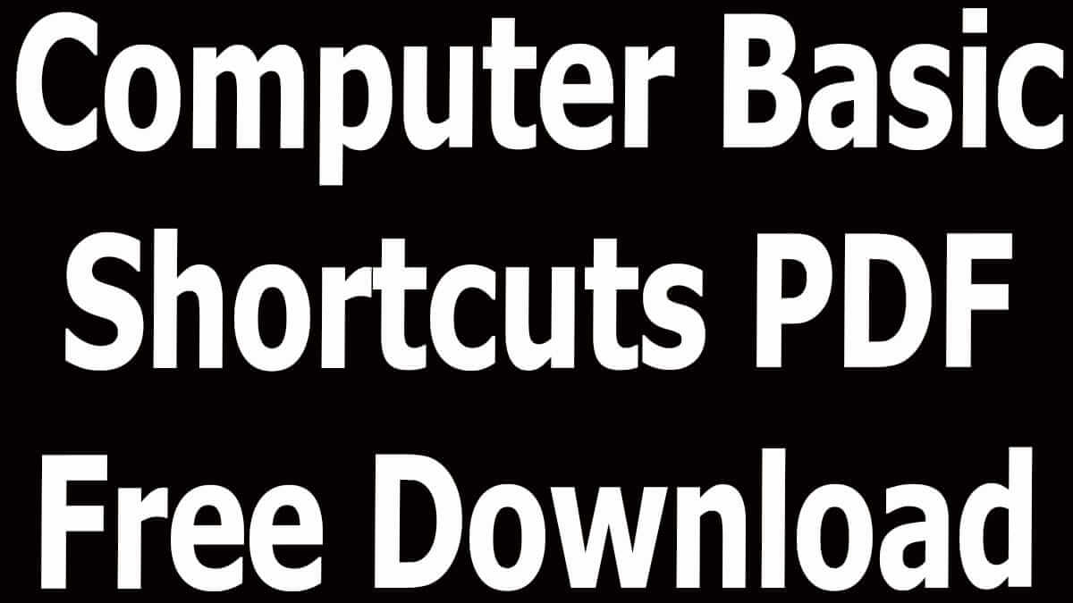 Computer Basic Shortcuts PDF Free Download