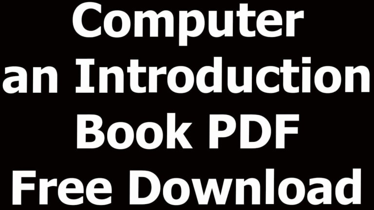 Computer an Introduction Book PDF Free Download