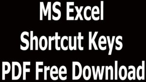 MS Excel Shortcut Keys PDF Free Download