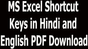 MS Excel Shortcut Keys in Hindi and English PDF Download