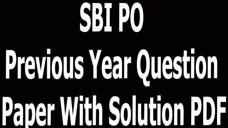 SBI PO Previous Year Question Paper With Solution PDF