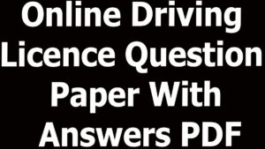 Online Driving Licence Question Paper With Answers PDF