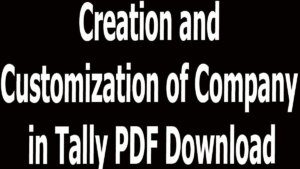 Creation and Customization of Company in Tally PDF Download