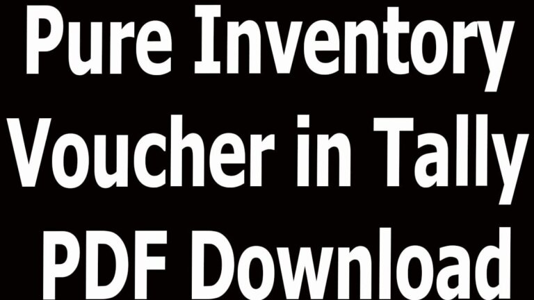 Pure Inventory Voucher in Tally PDF Download