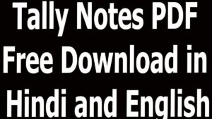 Tally Notes PDF Free Download in Hindi and English