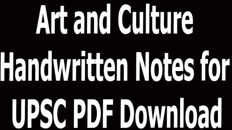 Art and Culture Handwritten Notes for UPSC PDF Download