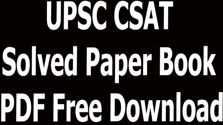 UPSC CSAT Solved Paper Book PDF Free Download