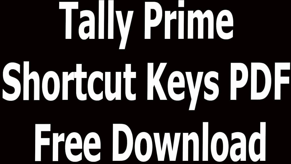 Tally Prime Shortcut Keys PDF Free Download