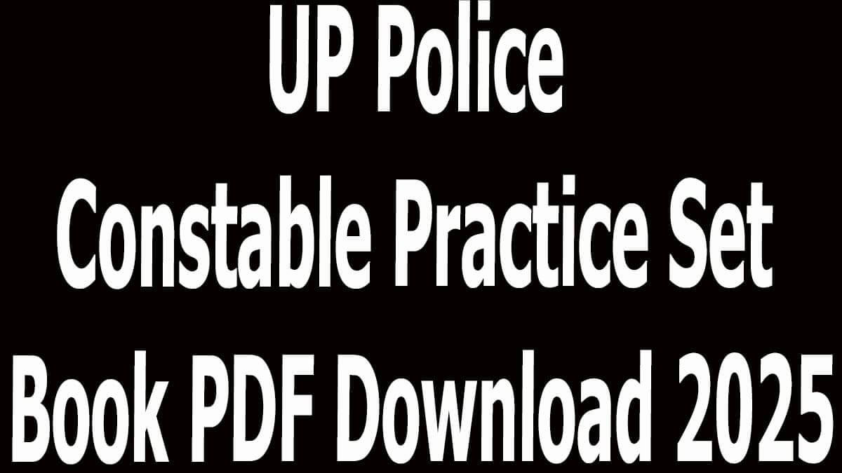 UP Police Constable Practice Set Book PDF Download 2025