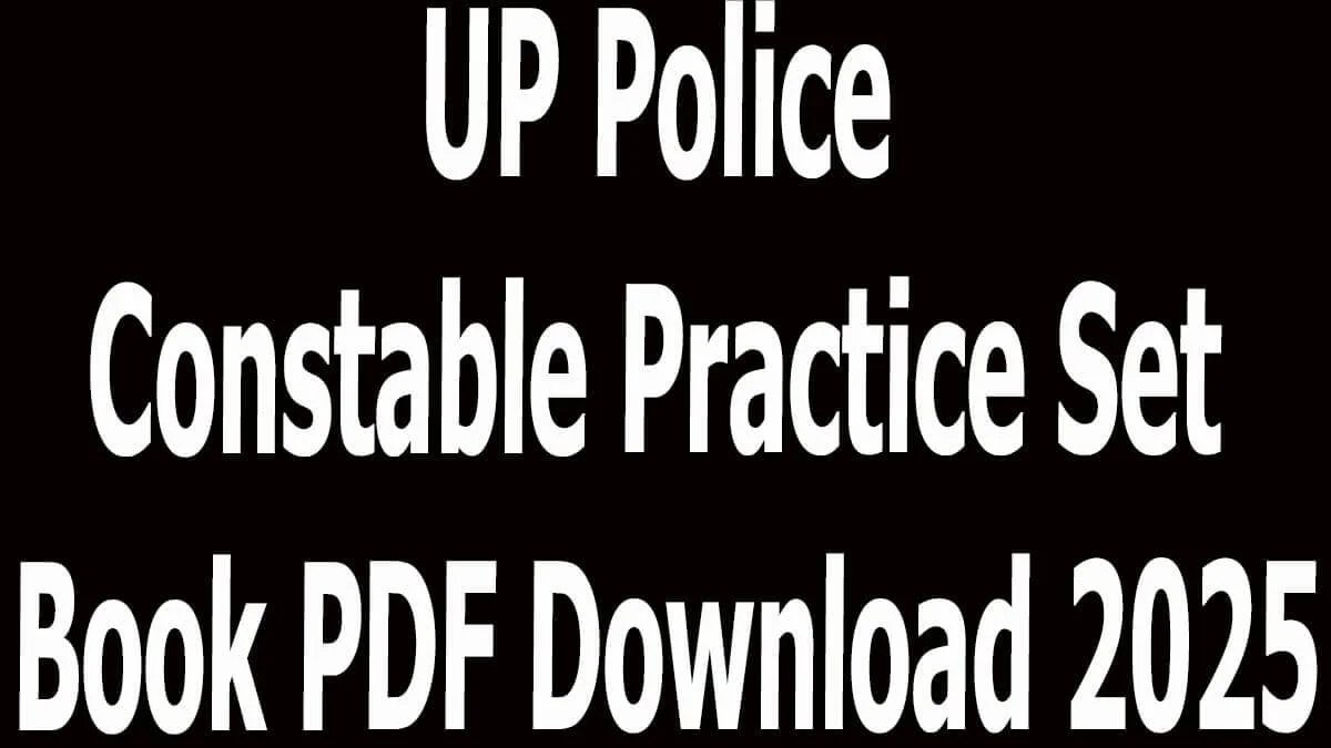UP Police Constable Practice Set Book PDF Download 2025
