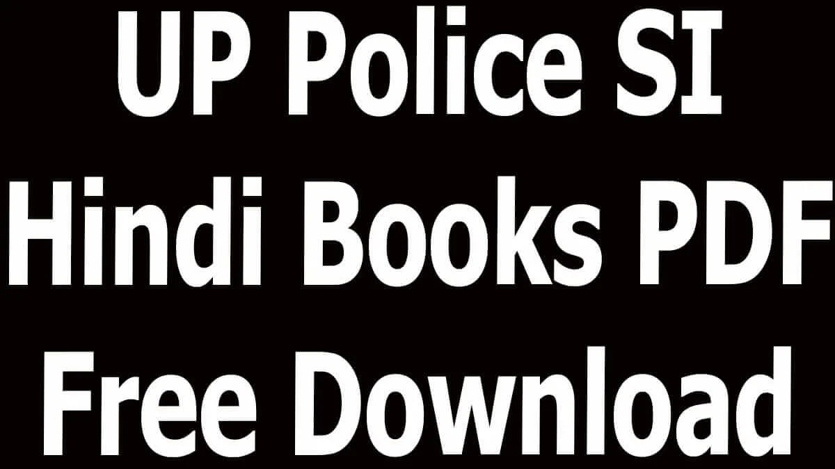 UP Police SI Hindi Books PDF Free Download